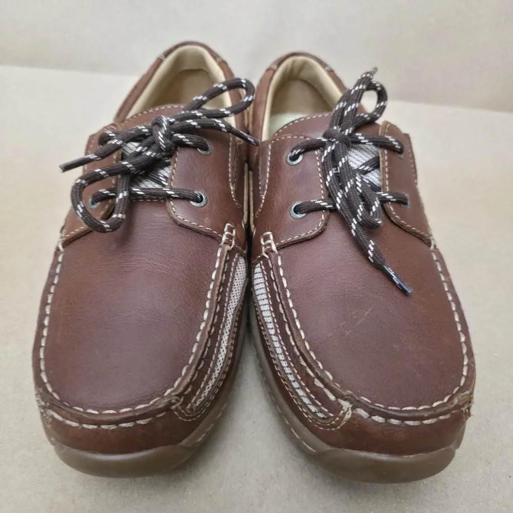 Johnston & Murphy (Sz 8.5 M) Brown Leather Boat Shoes Water Resistant Drainage
